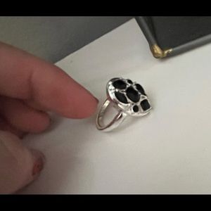 Sterling silver black and silver ring size 6